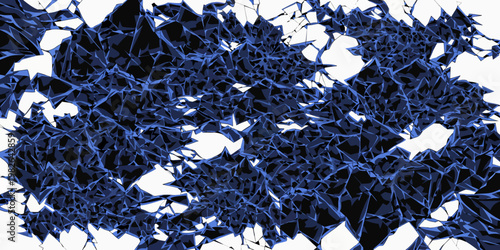 Dark blue abstract fractured background with sharp geometric shards and cracked texture digital art deep tones abstract fractured geometric background destruction distress explosion