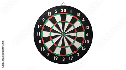 Canvas Print Classic Bristle dartboard with target numbers, bulls-eye center, isolated on a transparent background