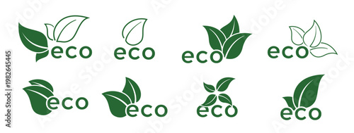  set of stickers ecology green glossy with shadow