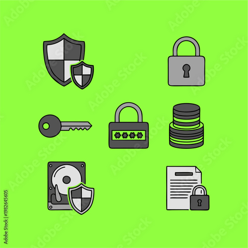 Digital Security and Data Protection Icons Collection.