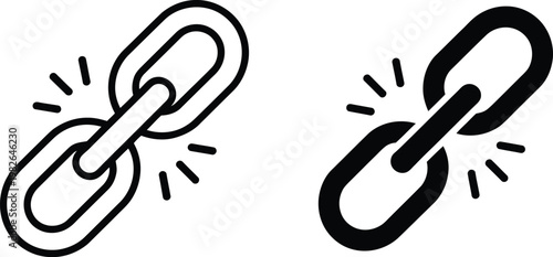 Web link connectivity symbols in thin line and bold styles for social media internet sharing tools