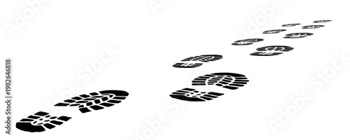 footprint shoe sole tracking path on transparent background, shoe footprint path vector illustration