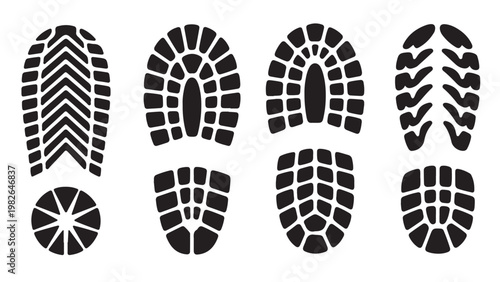 shoe tread silhouettes footprint pattern 