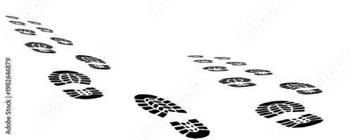footprint shoe sole tracking path on transparent background, shoe footprint path vector illustration