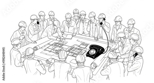 Vintage Military Command Center with Officers in Gas Masks.