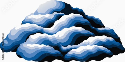 Stylized layered blue cloud icon illustration with illustration abstract atmospheric stylized composition background decorative contrast iconography floating environment meteorology