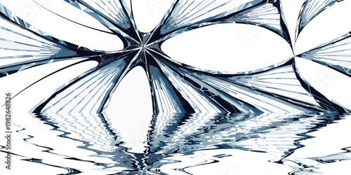 Abstract radial wave structure with blue reflections abstract structure reflections geometric background symmetry illustration creative minimalist contrast complexity contemporary