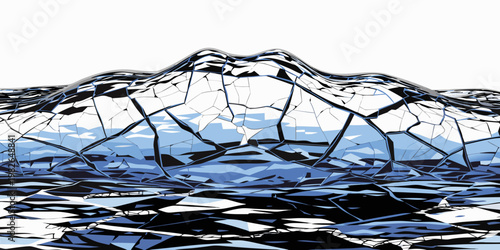 Abstract geometric landscape with blue fractured terrain abstract landscape geometric fractured shattered mountain background illustration creative minimalist contrast complexity