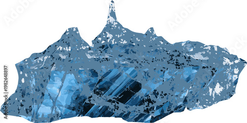Sharp jagged mountain peak formed by blue glacial ice with mountain landscape transparent environment background isolated illustration mountainous adventure exploration structure