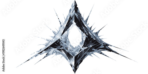Abstract geometric star shape with sharp crystalline spikes and monochromatic dark and light facets geometric abstract monochromatic sharpness pointing minimalist ornament symmetrical