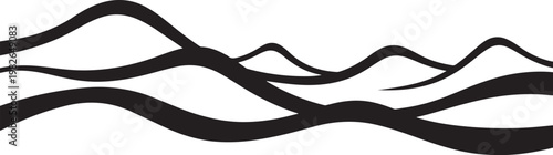 Black wave, abstract line, wavy border, vector graphic