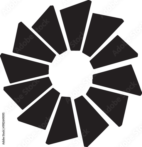Black, geometric, abstract shapes, triangle pie chart, vector icons