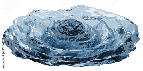 Abstract graphic representation of a swirling water vortex in a circular shape with whirlpool abstract rotation transparent illustration isolated background movement refreshing creative