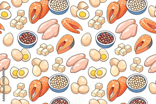 Seamless Protein Food Pattern Healthy Nutrition Background