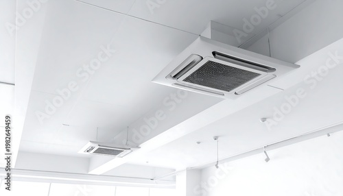 A white room with two air conditioning units on the ceiling