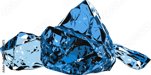 Stylized illustration of a large blue gemstone with sharp edges and complex facets on a white background digital art element of nature abstract art gemstone abstract illustration sapphire