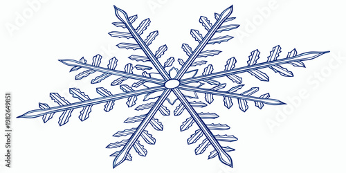 Elegant blue snowflake design element isolated on white background for simple winter and holiday decorations with line art snowflake christmas decorative isolated wintertime ornament