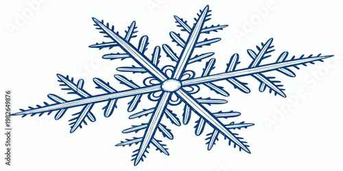 Detailed blue snowflake vector illustration isolated on white background for winter and christmas designs with line art snowflake christmas decorative detailed isolated wintertime