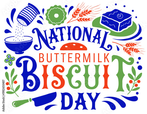 Buttermilk Biscuit Food Vector Art, National Day Celebration Isolated on White Background