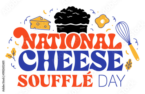 Cheese Soufflé Dessert Vector Art, National Food Holiday Isolated on White Background