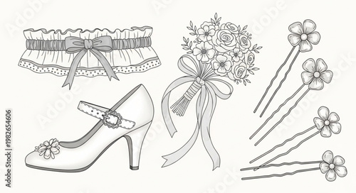 Wedding Accessories Collection Sketch.