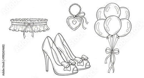 Wedding Accessories Sketch Collection.