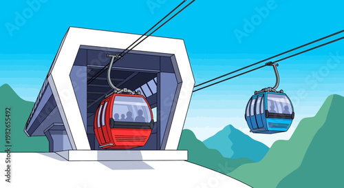 Cable Car Transport Vehicle Travel.