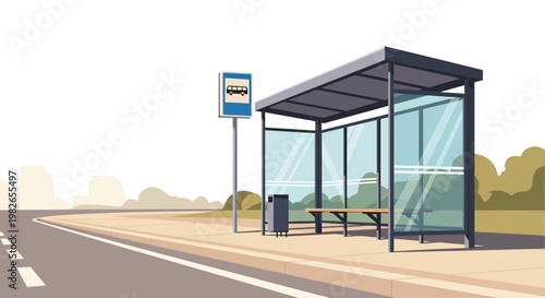 Bus Stop Shelter Structure on Roadside.