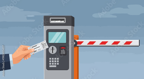 Parking ticket machine with payment.