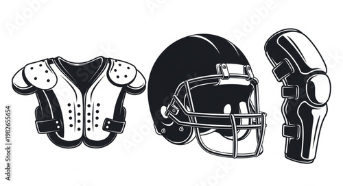 American Football Protective Gear Illustration.