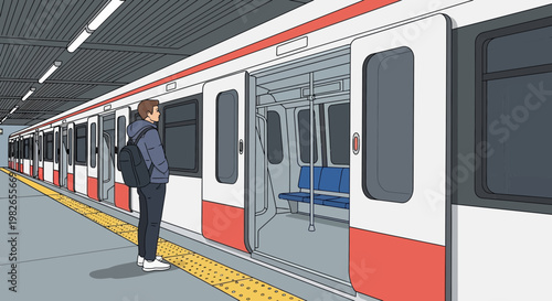 Person waiting for subway train.