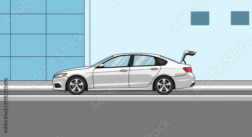 Silver Car on the Roadway Driving.