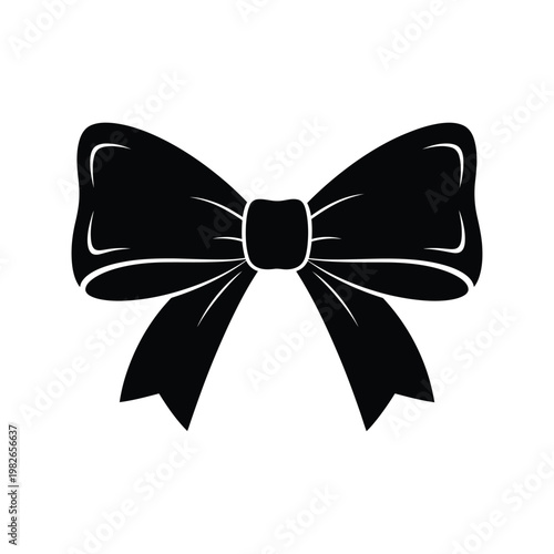 Black felt ribbon bow with tails decorative