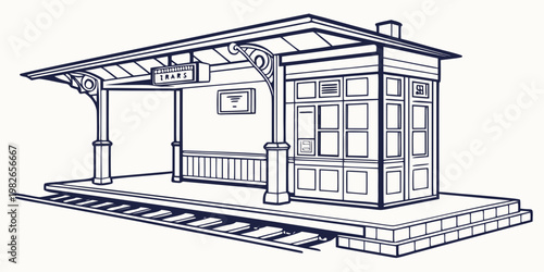 Vintage railway station platform with ticket booth and covered waiting area platform railroad transportation architecture building historic commuter infrastructure traveling terminal