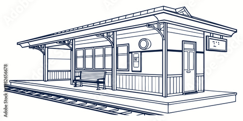 Railway station platform shelter with bench and information display board platform railroad information transportation commuter architecture infrastructure traveling terminal departure