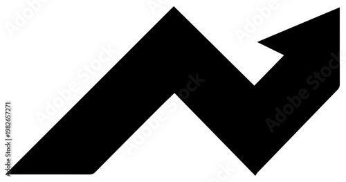 Bold black abstract graphic symbol representing upward trend progress and strategic advantage isolated on a clean white background conveying growth and forward momentum