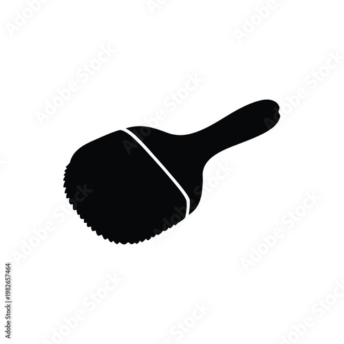 Black silhouette of a brush with a wooden handle and bristles