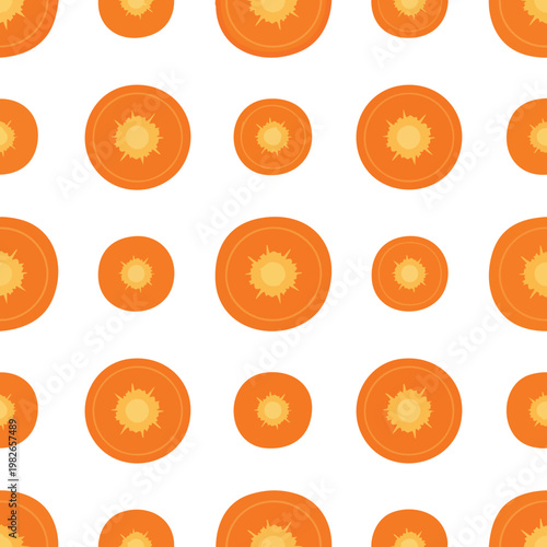 Carrot Slices Seamless Pattern. Orange Vegetable Background. Healthy Food Texture.