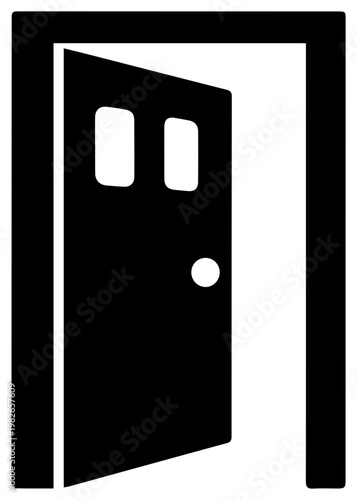 Open door silhouette symbolizing new beginnings opportunities and choices representing a gateway to success and future possibilities with a clean modern graphic design aesthetic