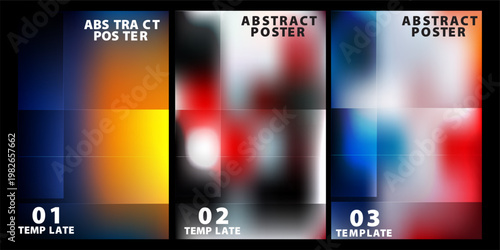 Abstract Gradient Poster Templates with Digital Art and Blurry Backgrounds
