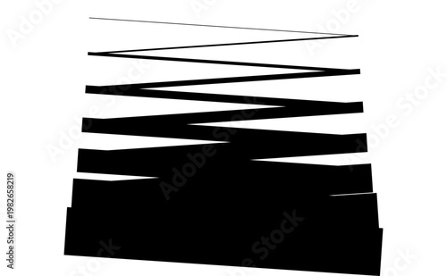 Hand-drawn black zig-zag path showing progression from thin lines to thick and bold heavy strokes illustration