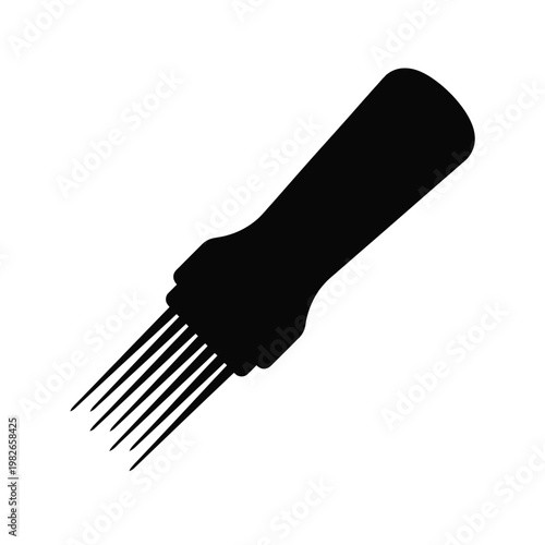 Black silhouette of a felting needle with handle and prongs