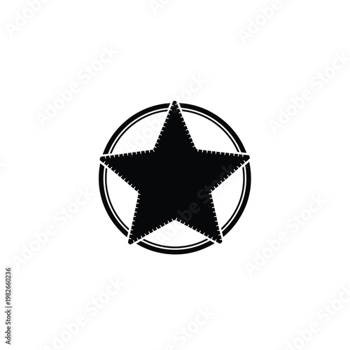Black star silhouette enclosed in a double circular frame