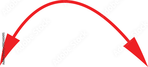 Fotografie Red curved arrows pointing towards each other minimalist graphic