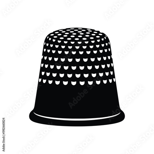 Black and white thimble silhouette with heart pattern