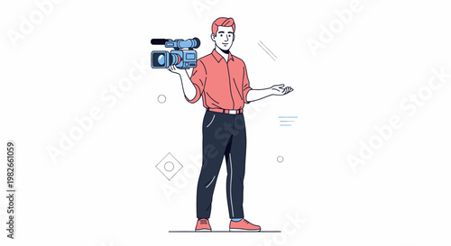 Cameraman Holding Professional Video Camera, Ready to Film