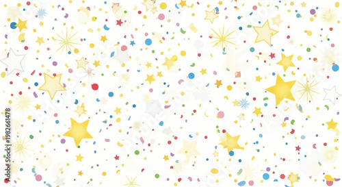 Colorful Star Confetti Background.
