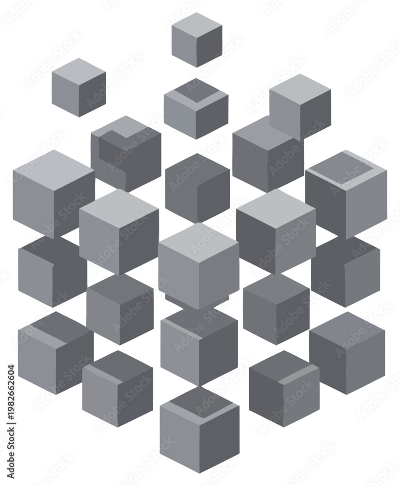 Obraz premium Blockchain abstract cube network structure icon representing decentralized data system