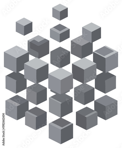Blockchain abstract cube network structure icon representing decentralized data system