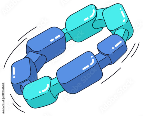 Blockchain connected digital chain links symbol illustrating secure data network concept